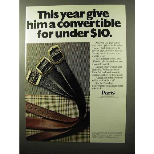 1970 Paris Belts Ad - Deluxe II, Widetrack and O-Bird
