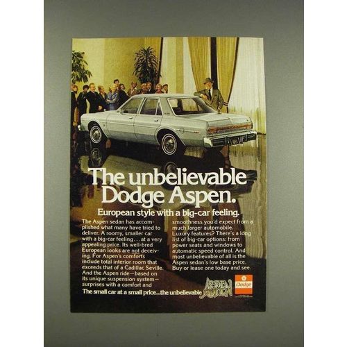 1976 Dodge Aspen Car Ad - Unbelievable