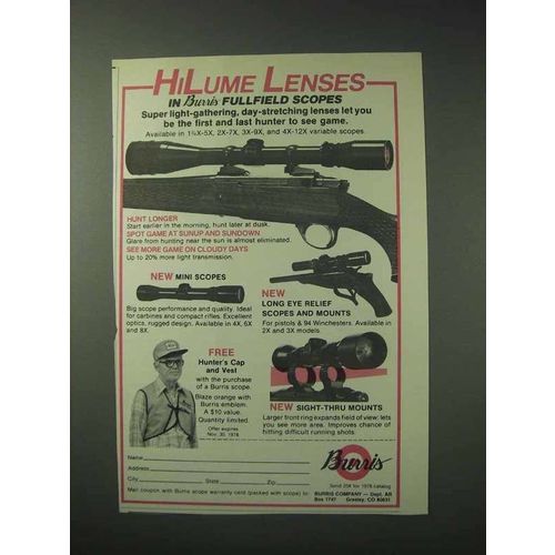 1978 Burris Scopes Ad - HiLume Lenses