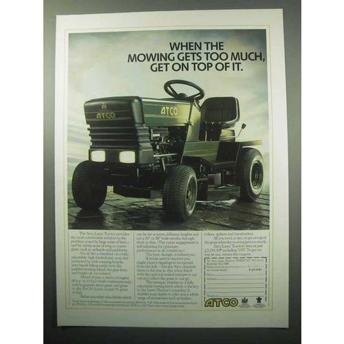 1987 Atco Lawn Tractor Ad - Mowing Gets Too Much