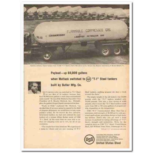 E BROOKE MATLACK INC 1959 Butler Mfg Company steel tanker vintage ad