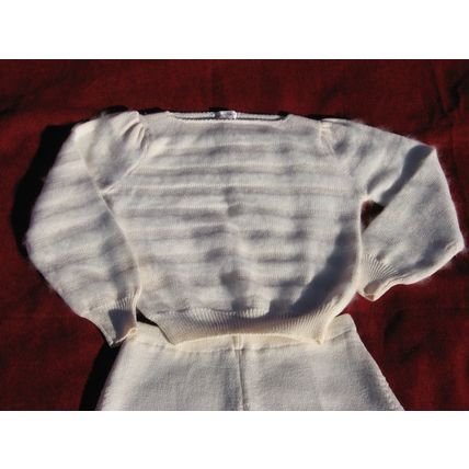 Womens Michelle Stuart 2 Pc Sweater Top Skirt 12 Cream Ivory Wool Rayon Angora