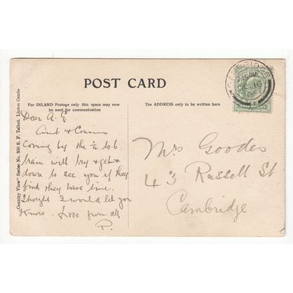 Abington Hall Postcard 1905 Cambridgeshire