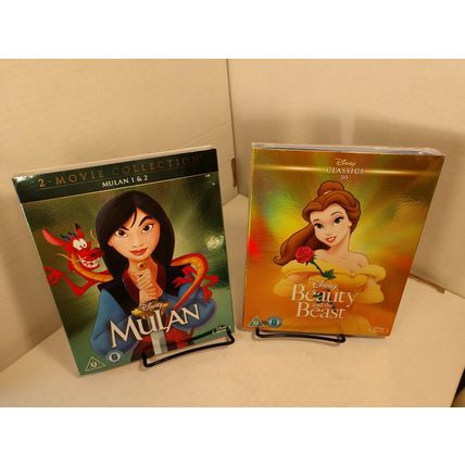 Mulan 2 Movies Collection + Beauty and the Beast (Blu-ray) RARE Slipcovers-NEW