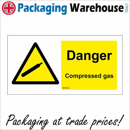 WS932 DANGER COMPRESSED GAS HAZCHEM HAZARD WARNING LORRY VAN STICKER SIGN