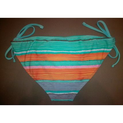 XHILARATION Women's Jrs Swimsuit String Bikini Bottom, Multi Striped, Size M NEW