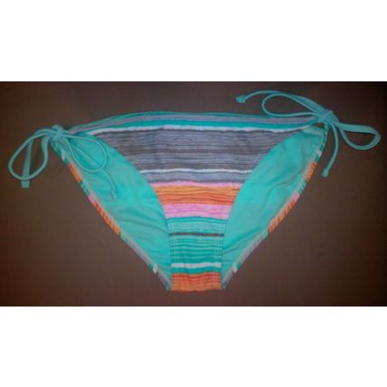 XHILARATION Women's Jrs Swimsuit String Bikini Bottom, Multi Striped, Size M NEW