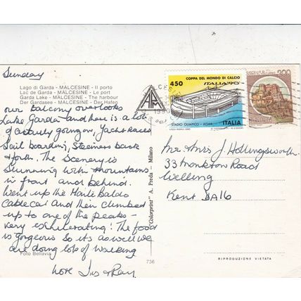 Lago Di Garda Malcesine Il Porto Italy Postcard posted 1990 VGC