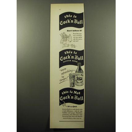 1950 Cock'n Bull Ginger Beer Ad - This is Cock'n Bull