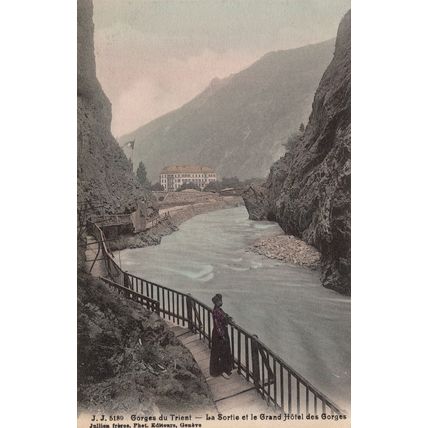 Gorges De Trient Switzerland Vernayaz Scary Rope Bridge Old Postcard