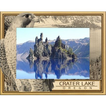 Crater Lake Oregon Engraved Wood Picture Frame Landscape (5 x 7)