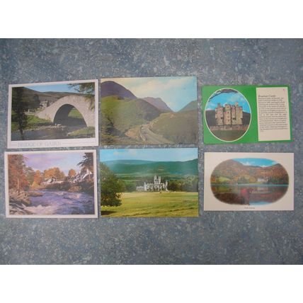 6 old Scottish (Scotland) Postcards – Killin, Glencoe, Bridge of Gairn, Braemar.