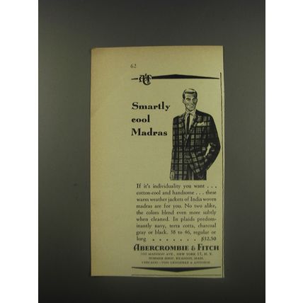 1956 Abercrombie & Fitch Fashion Ad - Smartly cool Madras