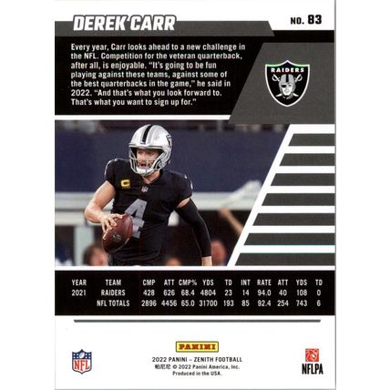 2022 Zenith Football Derek Carr