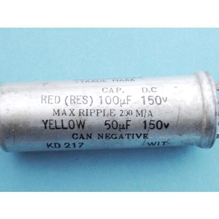 Hunts 1950’s-60’s, 100µF + 50µF 150V New OS Electrolytic Capacitor Valve Tube