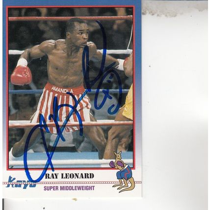SUGAR RAY LEONARD 1991 AUTOGRAPHED BOXING HALL OF FAME WORLD SUPER MIDDLEWEIGHT
