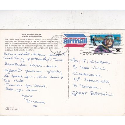 Paul Revere House Boston United States Postcard posted 1995 crease
