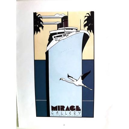 Orig 80s Patrick Nagel Print MIRAGE GALLERY CA Poster Ad wall Art Deco gift