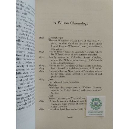 THE POLITICAL THOUGHT OF WOODROW WILSON edited by E DAVID CRONON