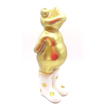 Standing Frog Figurine with Wellies 24 CM Antique Gold Colour Christmas Gift