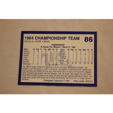 1964 Championship Team 1991 Collegiate Collection UCLA NO. 86