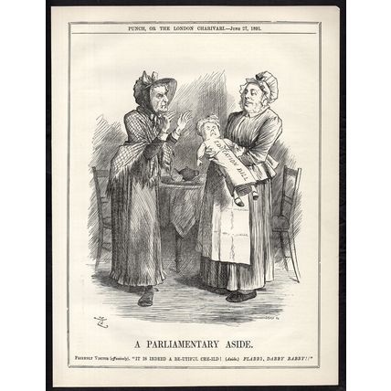 A PARLIAMENTARY ASIDE 1891 Sir John Tenniel - Joseph Swain PUNCH CARTOON PAGE
