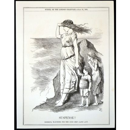 SUSPENSE! 1881 John Tenniel - Joseph Swain PUNCH CARTOON PAGE