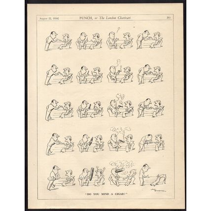 DO YOU MIND A CIGAR? 1934 Henry Mayo Bateman PUNCH CARTOON PAGE