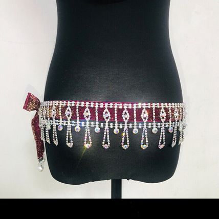 Women Diamante Chain Rhinestone Charm Belt Crystal Tassels Wedding Party Dance