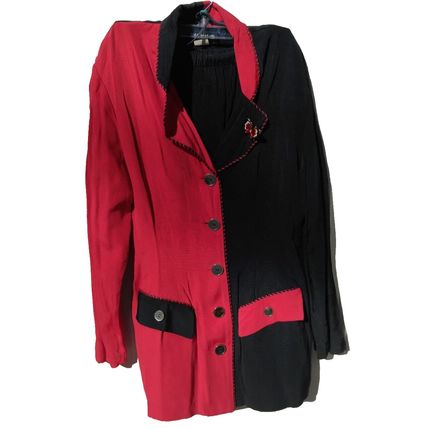 Vintage 90's Womens Paul Harris Black & Red Skirt Business Suit Size 5/6 USA