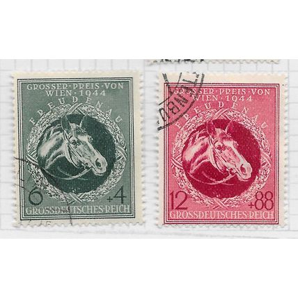 GERMANY 1944 HORSE VIENNA DERBY PRIZE RACE USED SET 6Pf 4Pf 12Pf 88Pf Mi 900 901