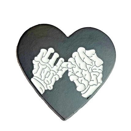 Skeleton Hands Heart Pin Badge Black Metal Pin 3 cm x 2.8 cm BA144