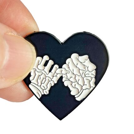Skeleton Hands Heart Pin Badge Black Metal Pin 3 cm x 2.8 cm BA144