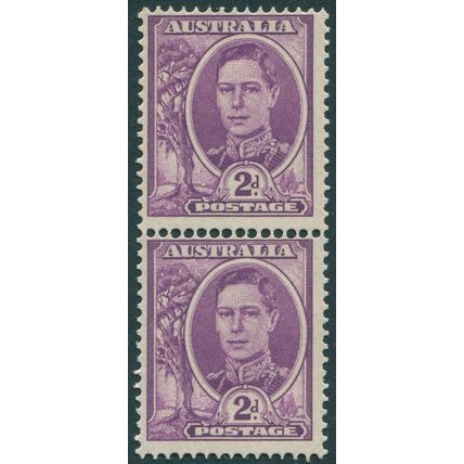 Australia 1949 2d bright purple Coil pair SG205b unused