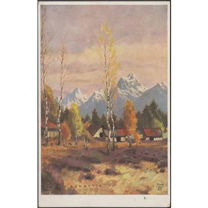 Carl Schaette - By Mountain and Stream, c.1930 - Medici Society Postcard