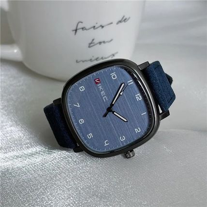 Gents Waterproof Blue Metallic Square Blue Grained Leather Strap Watch