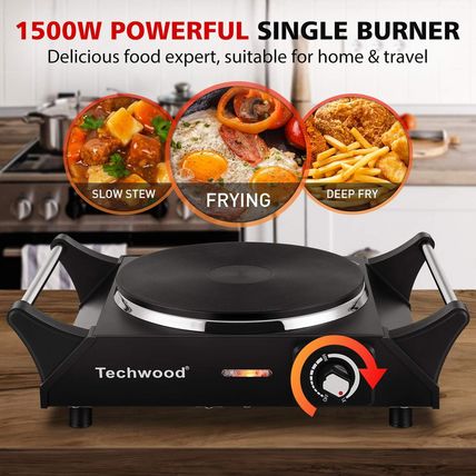 Techwood Hot Plate Portable Electric Stove 1500W Countertop Single Burner with A