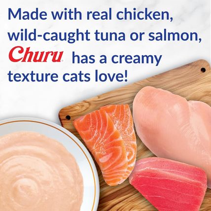 INABA Churu Cat Treats, Lickable, Squeezable Creamy Purée with Vitamin E, 0.5 Ou