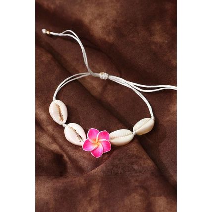White Flower Seashell Adjustable Bracelet