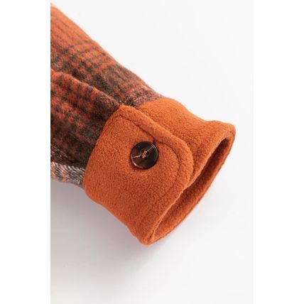 Khaki Colorblock Plaid Pattern Flap Pockets Buttoned Shacket