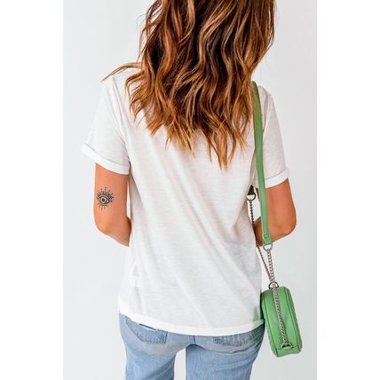 White Floral Bunny Graphic Crewneck Easter Fashion Tee