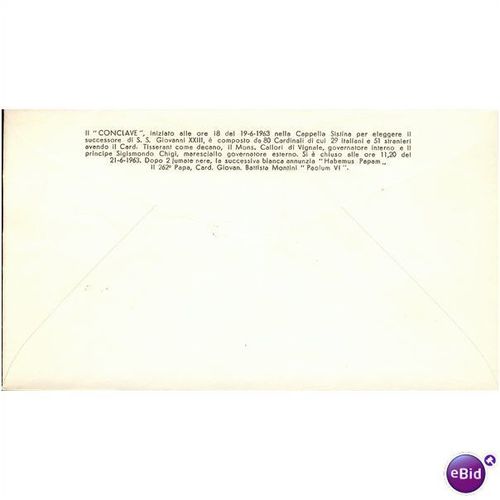 Vatican FDI cover 1963 - SG 406 - Chiusura Conclave 21-6-1963