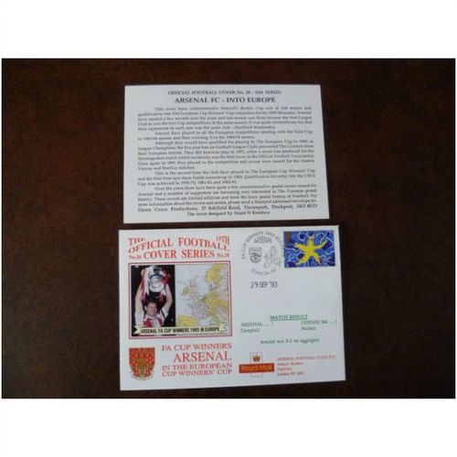 1993 Arsenal v Odense BK 15th Official Football Cover 20 European Winners Cup