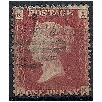 1858 SG43 1d Red Plate 92 Fine Used Check Letters "AK".