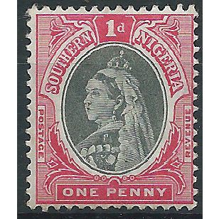 Southern Nigeria 1901 SG2 1d Black & Carmine Mounted Mint..