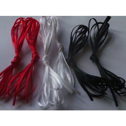 3m bundle of 3mm ribbon, in black, white & red, new, unused, crafts, hobbies