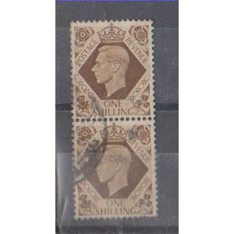 GB 1937 George VI 1S brown vertical pair SG 475