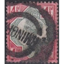 GB, 1887-92 4.5d green/carmine, SG 206 (Scott #117), used heavy cancel