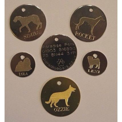 PERSONALISED DOG ID TAGS ANY BREED ENGRAVED BOTH SIDES 4 SIZES many options