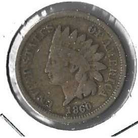 1860 OS Indian Head Cent G